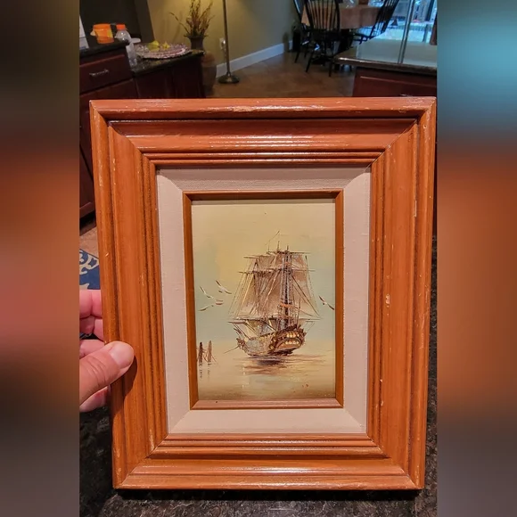 PIRATE SHIP OIL PAINTING